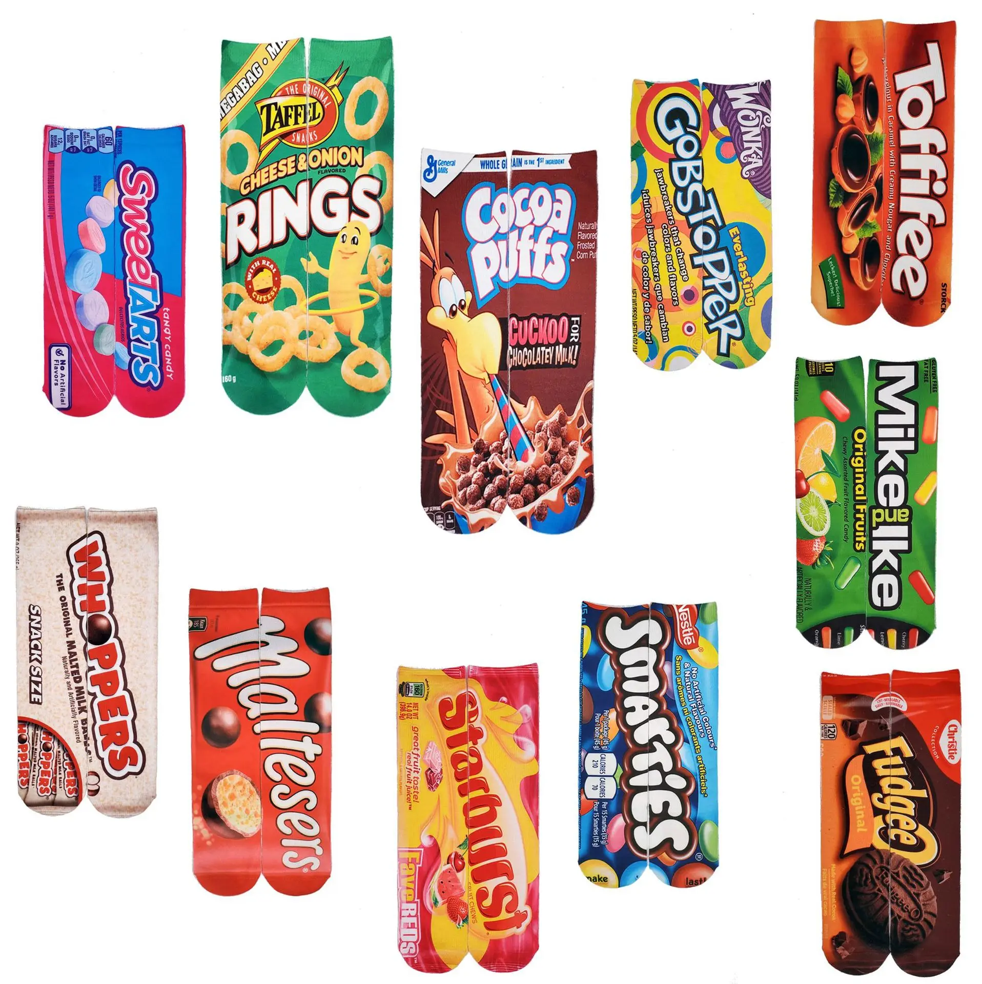 Забавные мужские Арт носки унисекс 1 пара до колена с принтом картофельных чипсов