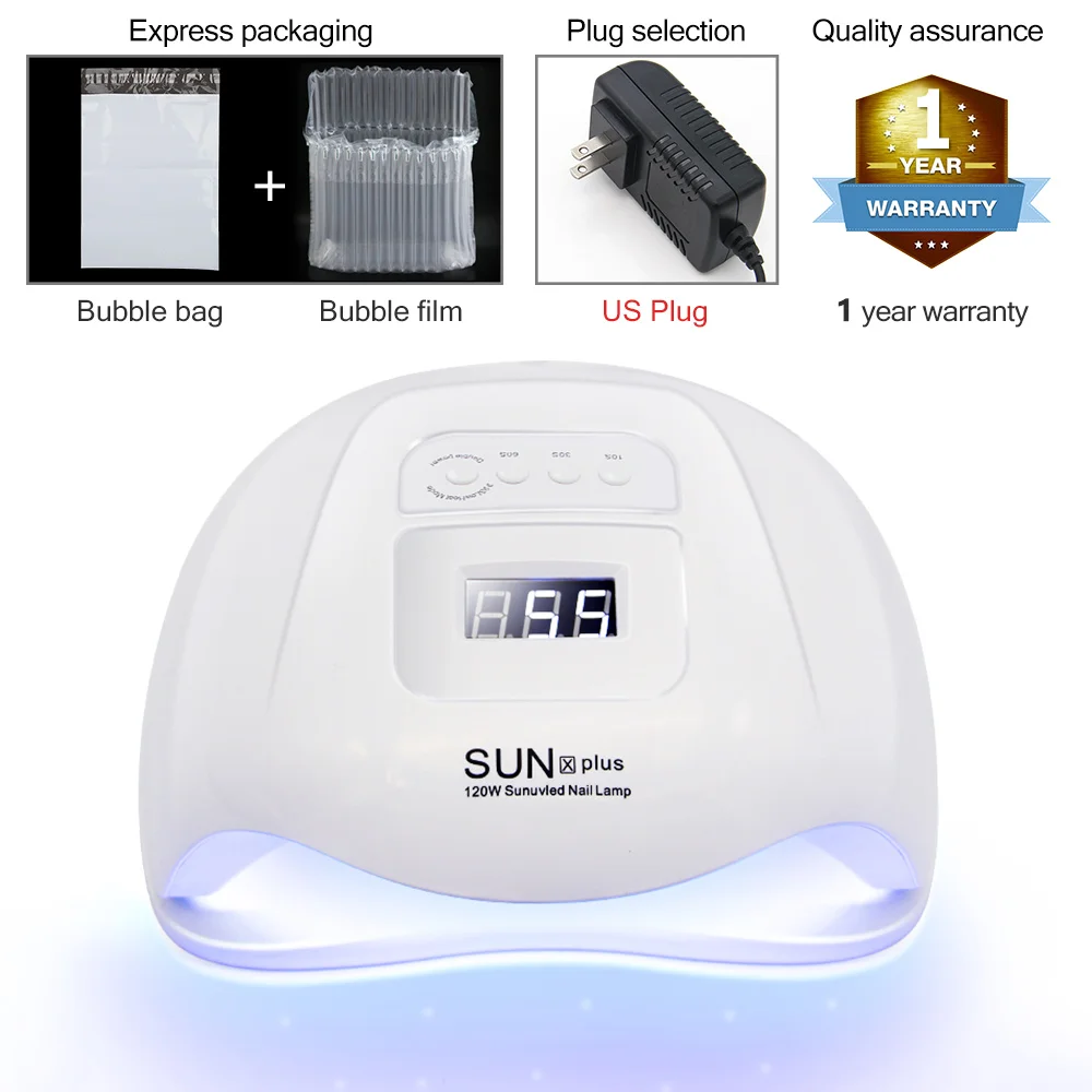 120W US Plug УФ-лампа для ногтей SUNx Plus 120 Вт Светодиодный УФ-лампа 36 светодиодный s лампа с автоматическим датчиком 30s 60s 90s отверждаемый светодиодный гель Расширенный клей сушилки для ногтей - Цвет: 120W US Plug
