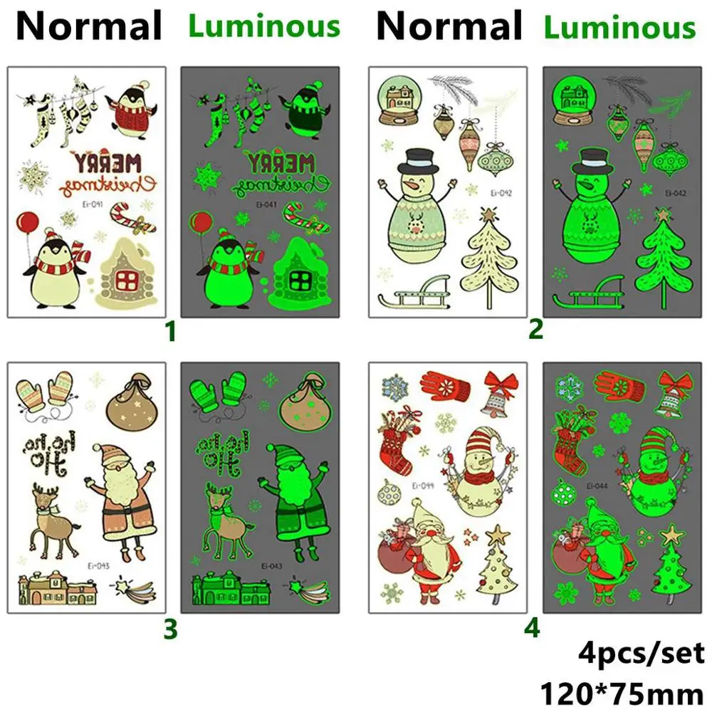 4pcs Stickers 5 CHZLL съемные рождественские наклейки, украшения, Санта-Клаус, олень, Декоративный Рождественский Декор для дома, Санта-Клаус, Noel, Декор - Цвет: 4pcs Stickers 5