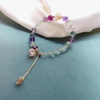 natural freshwater pearl bracelet romantic fluorite stone bracelet for girl women charm geometric gemstone jewelry birthday gift
