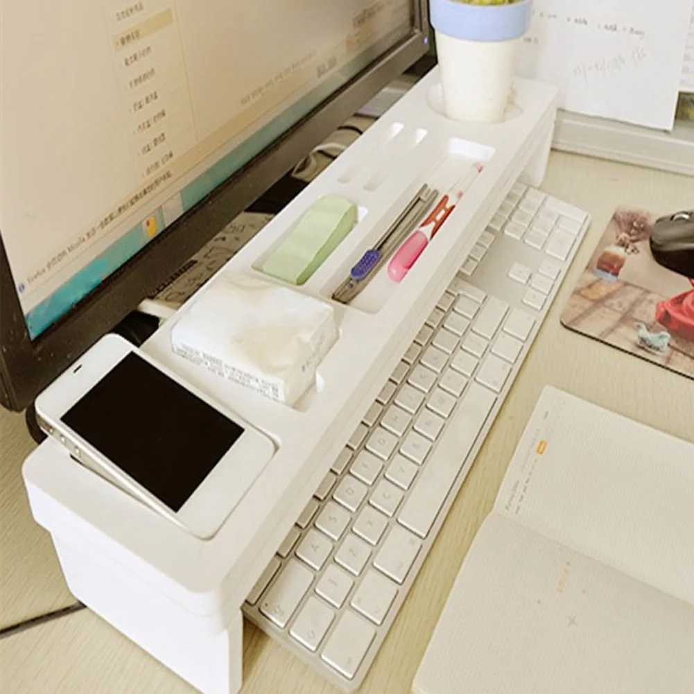 Настольная полка для хранения офисных ручек с клавиатурой телефона настольный