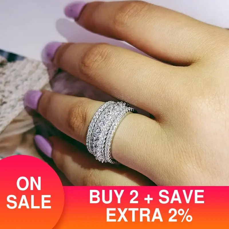 

Hot 3pcs 925 sterling silver stackable band eternity Ring for Women Wedding Valentine's Day luxury gift jewelry R4756S