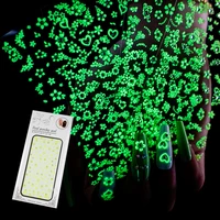 luminous effect 3d butterfly leaf nail stickers glitter self adhesive nail art decoration 3d luminous nail stickers diamond art