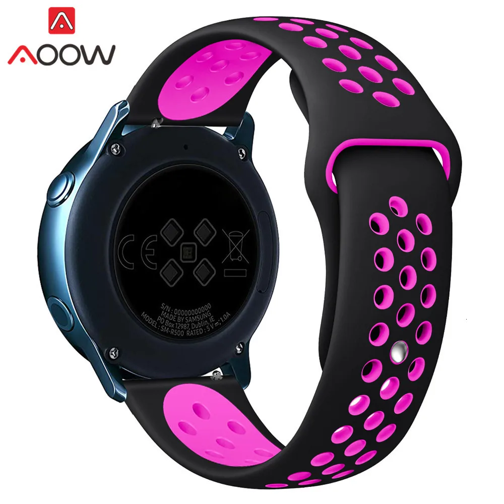 20 мм силиконовый ремешок для часов samsung Galaxy Watch Active 42 мм gear S2 Amazfit bip дышащие отверстия резиновый браслет ремешок