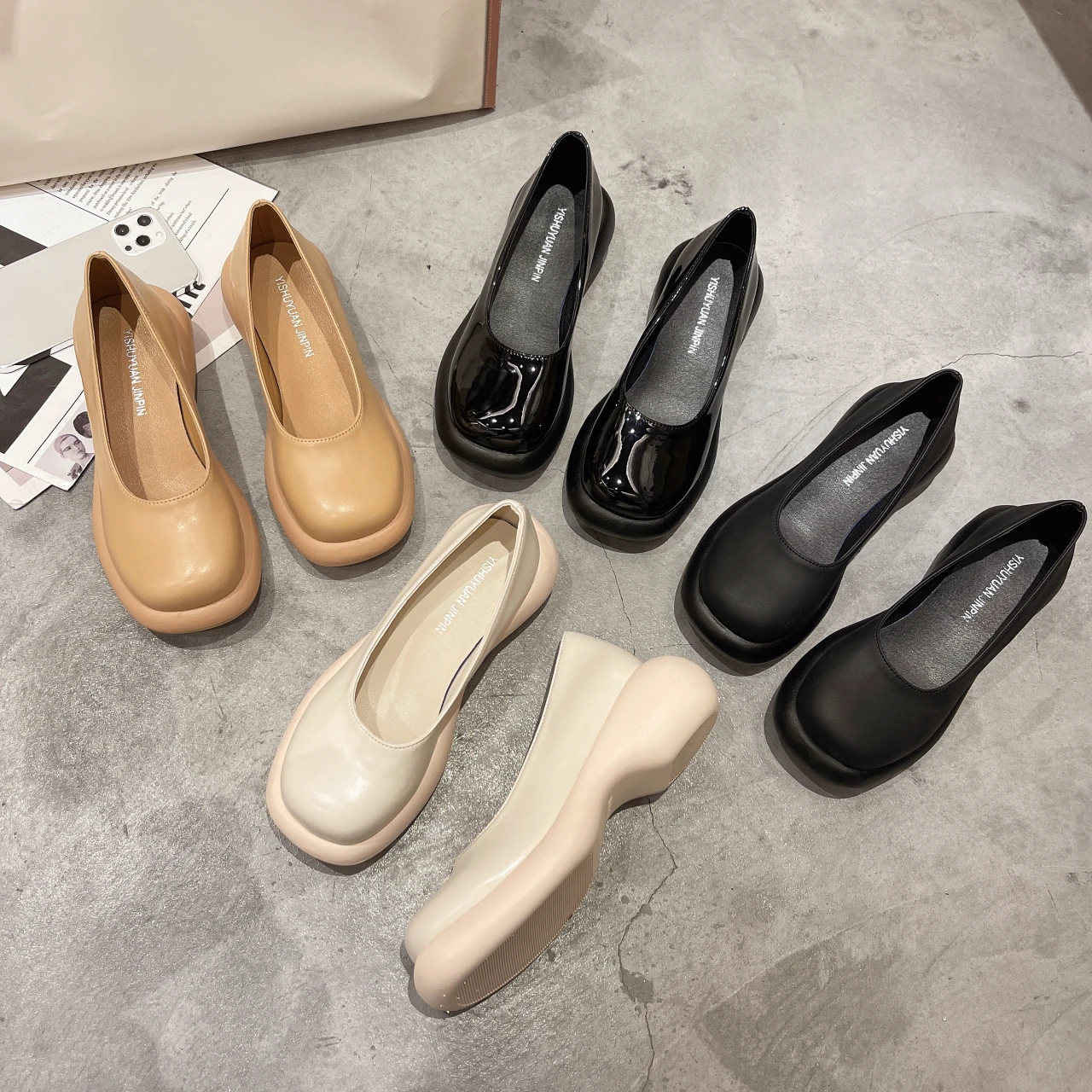 

Platform 6cm Heels Woman Loafers Soft Comfortable Casual Female Slip- On Shoes Woman Spring Summer Patent Mary Janes Mujer
