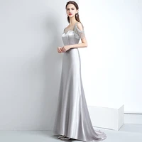 new mermaid silver celebrity dresses satin crystal beaded fashion luxury party evening prom gown for wedding guest ceremony 2022