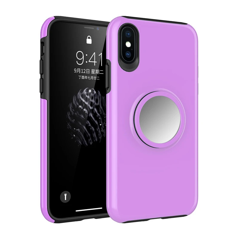 Модный чехол для iPhone xs max, чехол для мобильного телефона, подушка безопасности, кронштейн Apple XR, анти-капля, 8 Plus, телескопическое магнитное кольцо с зеркалом