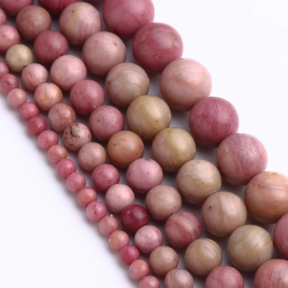 

Круглые бусины из родонита для изготовления ювелирных изделий, 4, 6, 8, 10, 12 мм