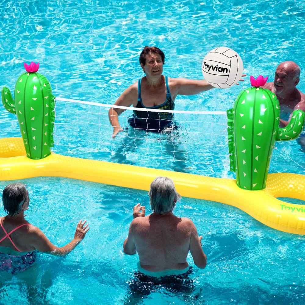 

Toyvian PVC Inflatable Volleyball Game Set Floating Water Volleyball Net Swimming Pool Summer Party 300x70x100cm