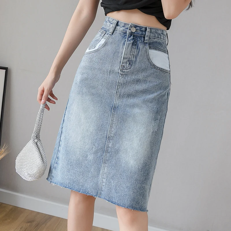 Джинсовая юбка карандаш REALEFT весна лето 2020 сексуальная ковбойская с высокой