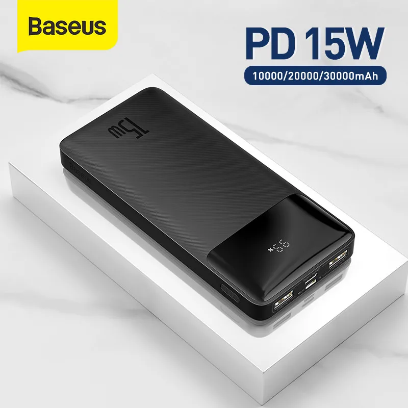 Baseus Power Bank 10000mAh 15W Fast Charging Poverbank Mobile Phone External Battery Charger Powerbank 10000mAh for Xiaomi Mi