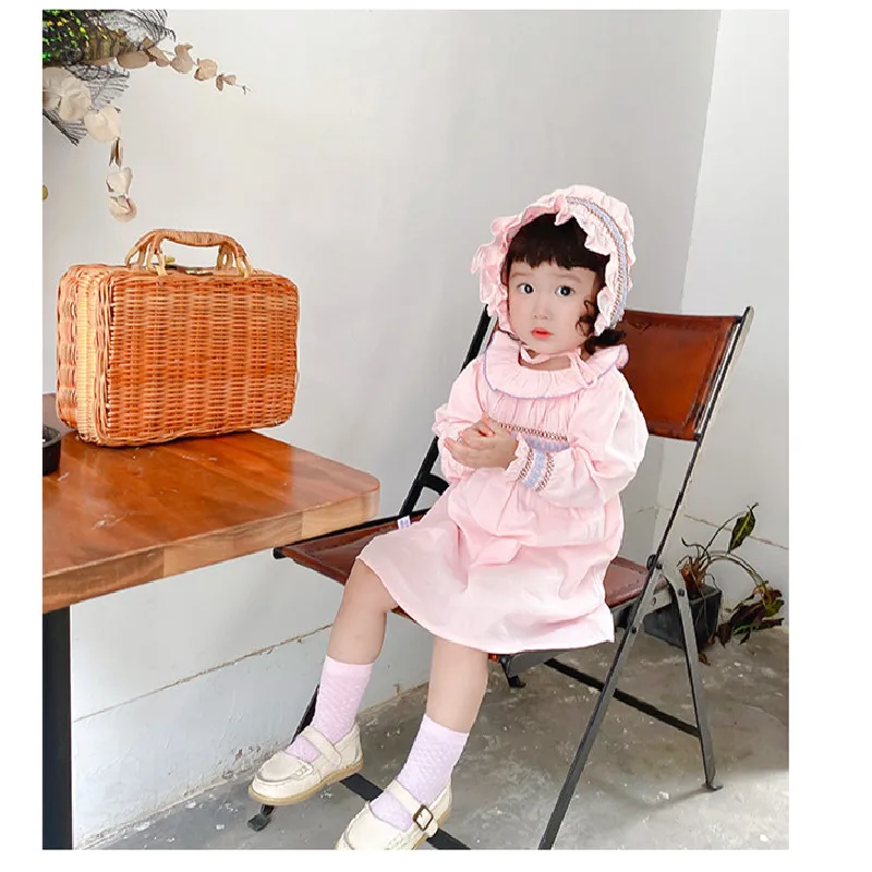 Детское Хлопковое платье с шапочкой воротником и длинными рукавами | Мать