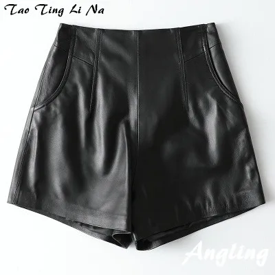Top brand Women Spring 2020 Genuine Real Sheep Leather Shorts H75  high quality