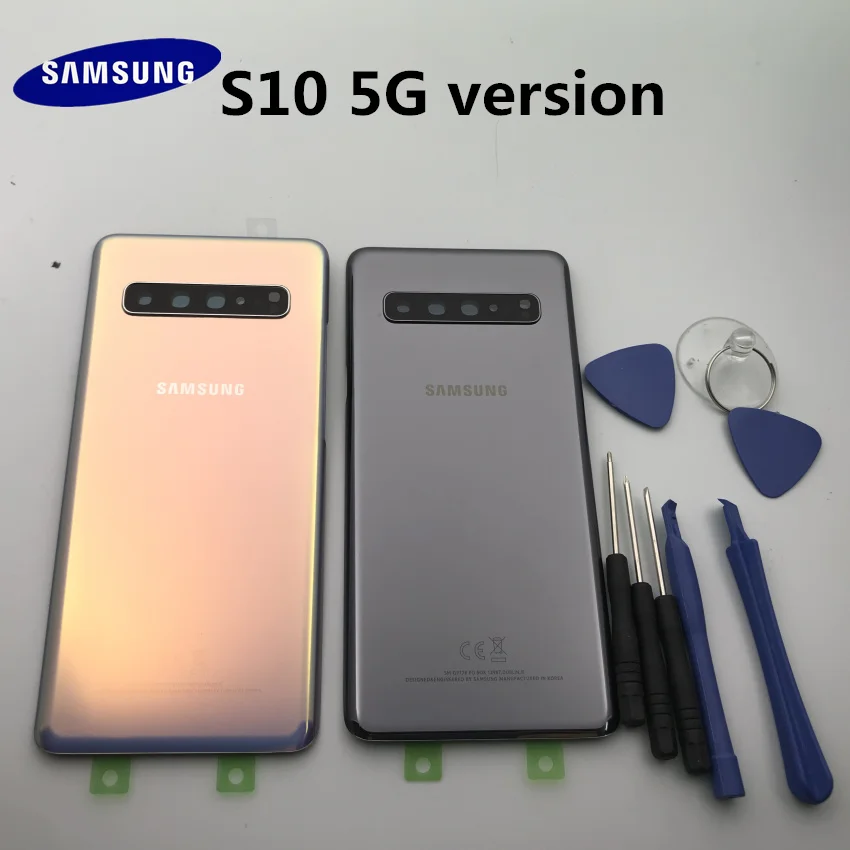 Оригинальное стекло samsung Galaxy S10+ G977 G977F 5G versio задняя крышка батарейного отсека задняя крышка корпуса чехол+ клейкая наклейка+ Инструменты