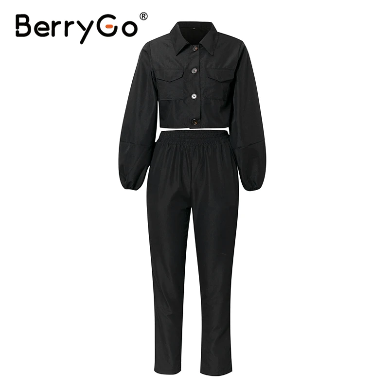 Женский костюм-двойка BerryGo повседневный костюм со штанами уличная одежда большие