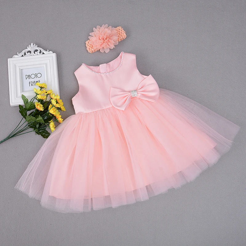 Платье для крещения маленьких девочек розовое платье первого дня рождения