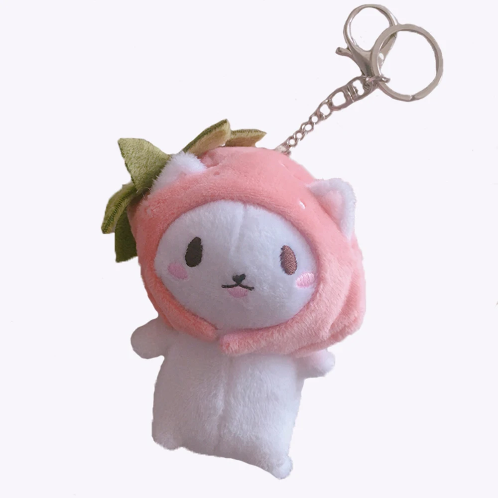 Children's Cartoon Cute Plush Toy Girl Heart Strawberry Hat Cat Pendant Bag Keychain Baby Soothes Birthday Gift 11 | Игрушки и хобби
