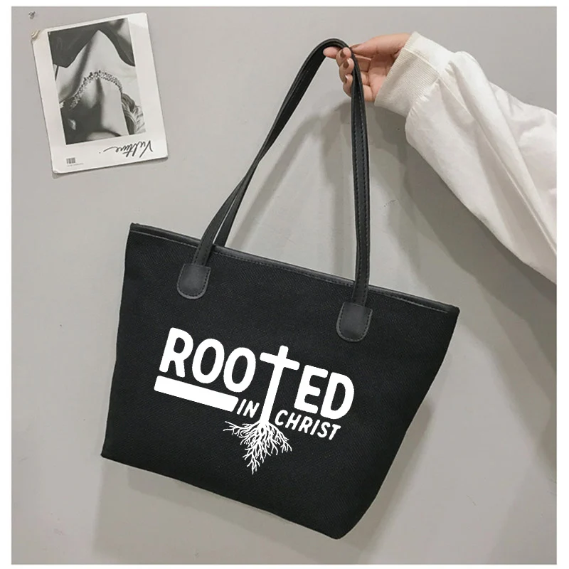 Женская сумка тоут с надписью Root In Христос Женский саквояж на плечо для
