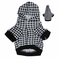 spring and autumn new fashion and generous black and white checkered hoodie plaid sweater t shirt long sleeve pet clothes