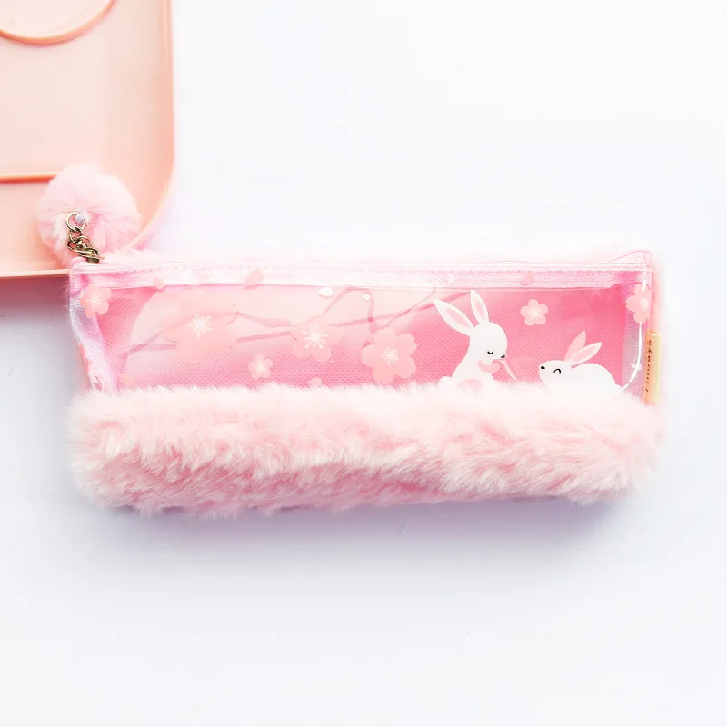 Милые розовые плюшевые кавайный чехол для карандаша детей обувь девочек