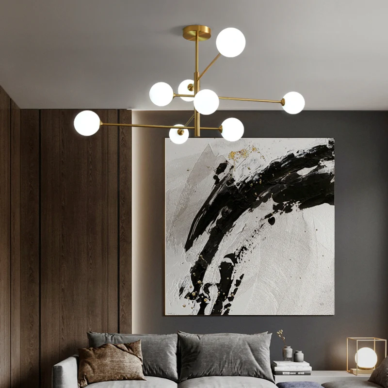 Lámpara Led de bola de cristal nórdica, Metal dorado creativo Industrial negro, para sala de estar, dormitorio, cocina, accesorio de decoración, colgante de techo