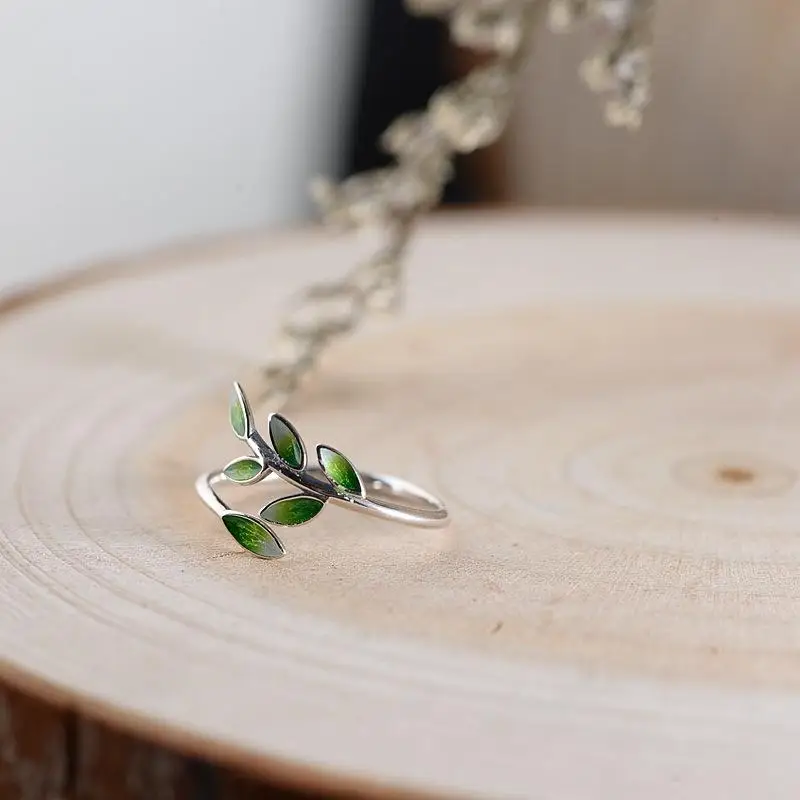 

2021 ZGRSK New Fashion S925 Hot Sale Ring Luncky Olive tree Ladies Ring Fashionable Ethnic Style Adjustable Rings