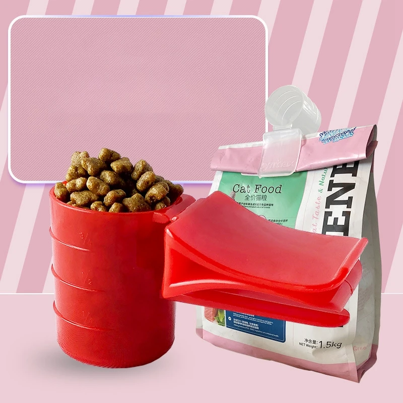 

New Creative Measuring Cup Pet Scoop Plastic Solid Color Dog Food Scoop Clip Food Cup for Cat Dog Food Feeding Scoop