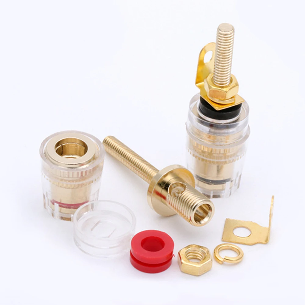 

2PCS Gold-plated Binding Post Banana Socket Connector 4mm Banana Plug Amplifier Speaker Terminals Non-magnetic Wire Connector