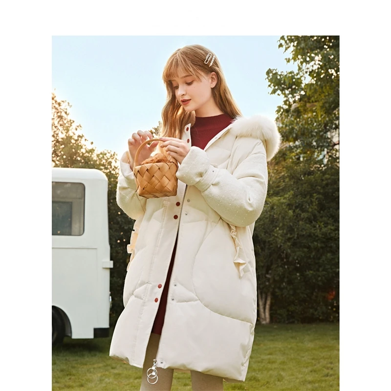 

Winter 80% White Duck Women's Down Jackets Fox Fur Collar Hooded Woman Parkas Thicken Warm Women Coats Ropa Mujer Zjt880
