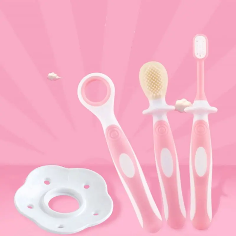 

Baby Toothbrush Set Infant Brushing Teeth Tongue Training Safety Cover Design Soft Healthy Teether Toddler Oral Care