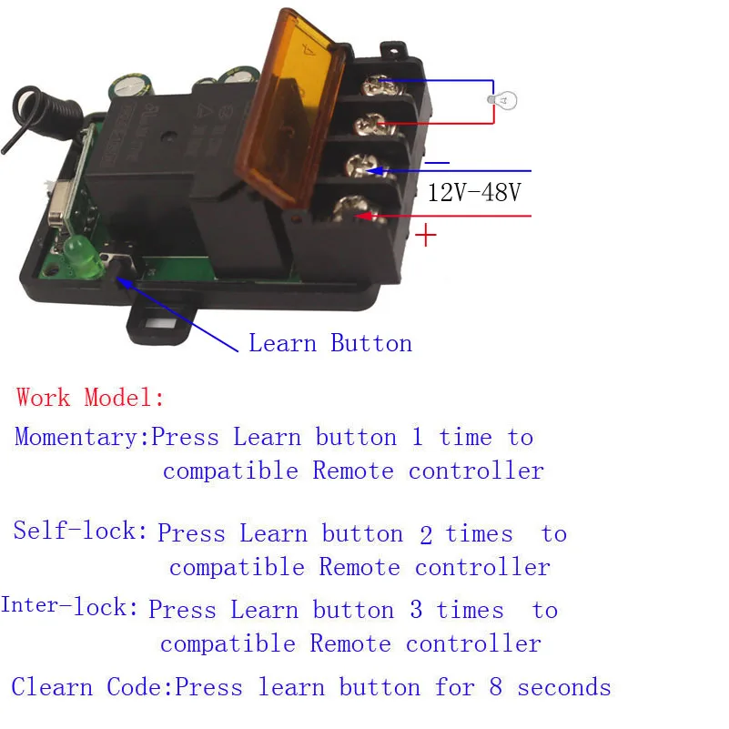 Беспроводной пульт дистанционного управления для водяного насоса 433 МГц 12 В 24 36 48