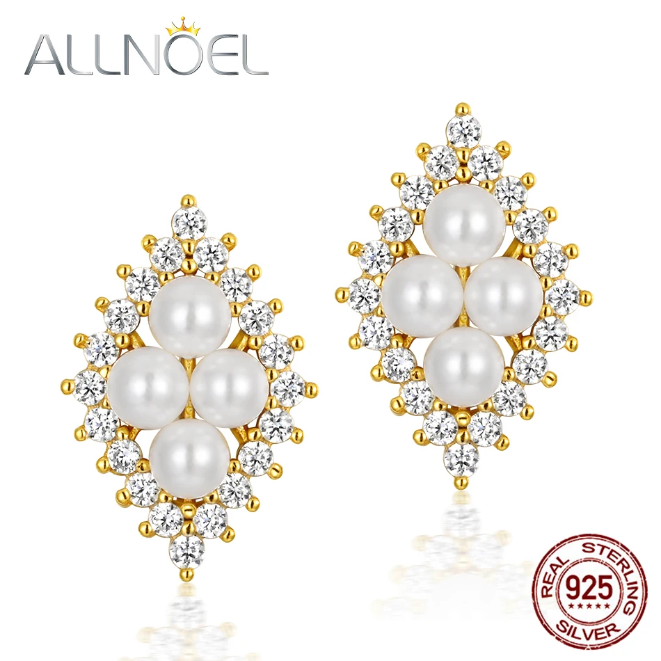 

ALLNOEL 925 пробы серебряные серьги для женщин 2020 милые жемчужные серьги 5A белые циркониевые бриллиантовые серьги подарок на помолвку