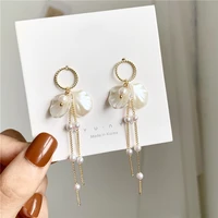 fashion pearl petals long tassel earrings super sweet fairy maiden earrings