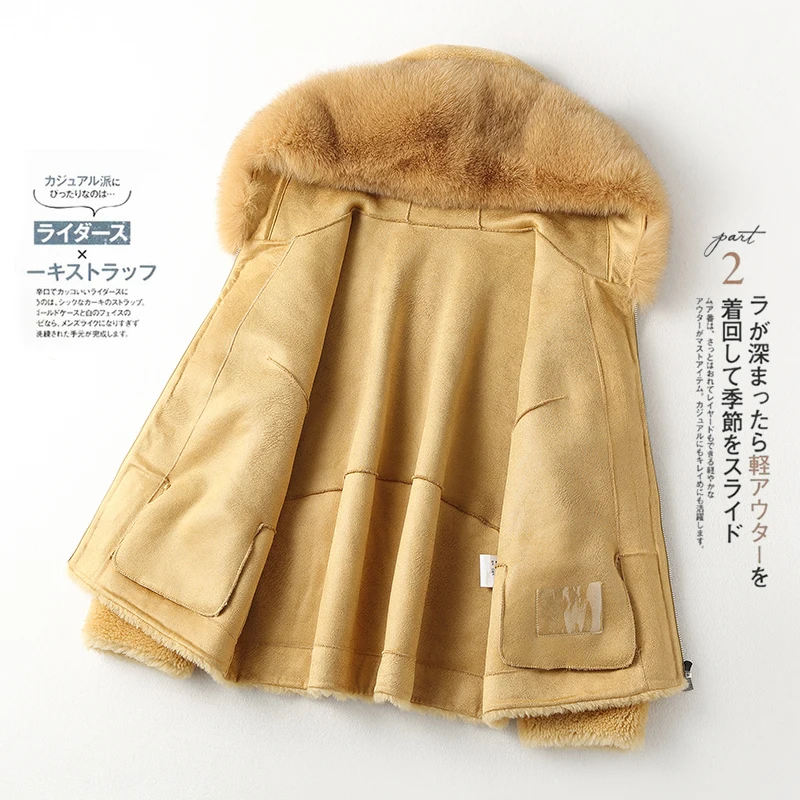Real Fur Coat Female Vintage Sheep Shearing Jacket Clothes Women Korean Winter Fox Collar 100% Wool Coats Hiver 1915 | Женская одежда