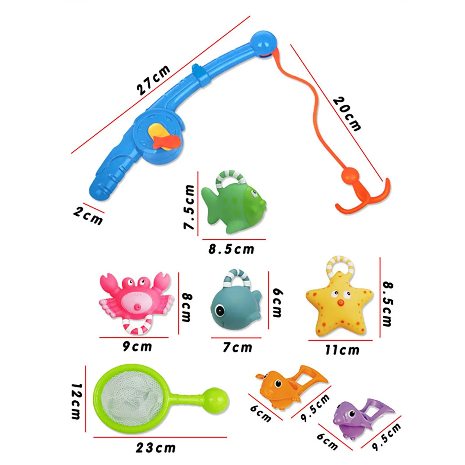 

Fishing Bath Toy Floating Rubber Soft Fish Net Kit Shower Bathtub Bathroom Swimming Pool Summers Water Game Toys For Child Gifts