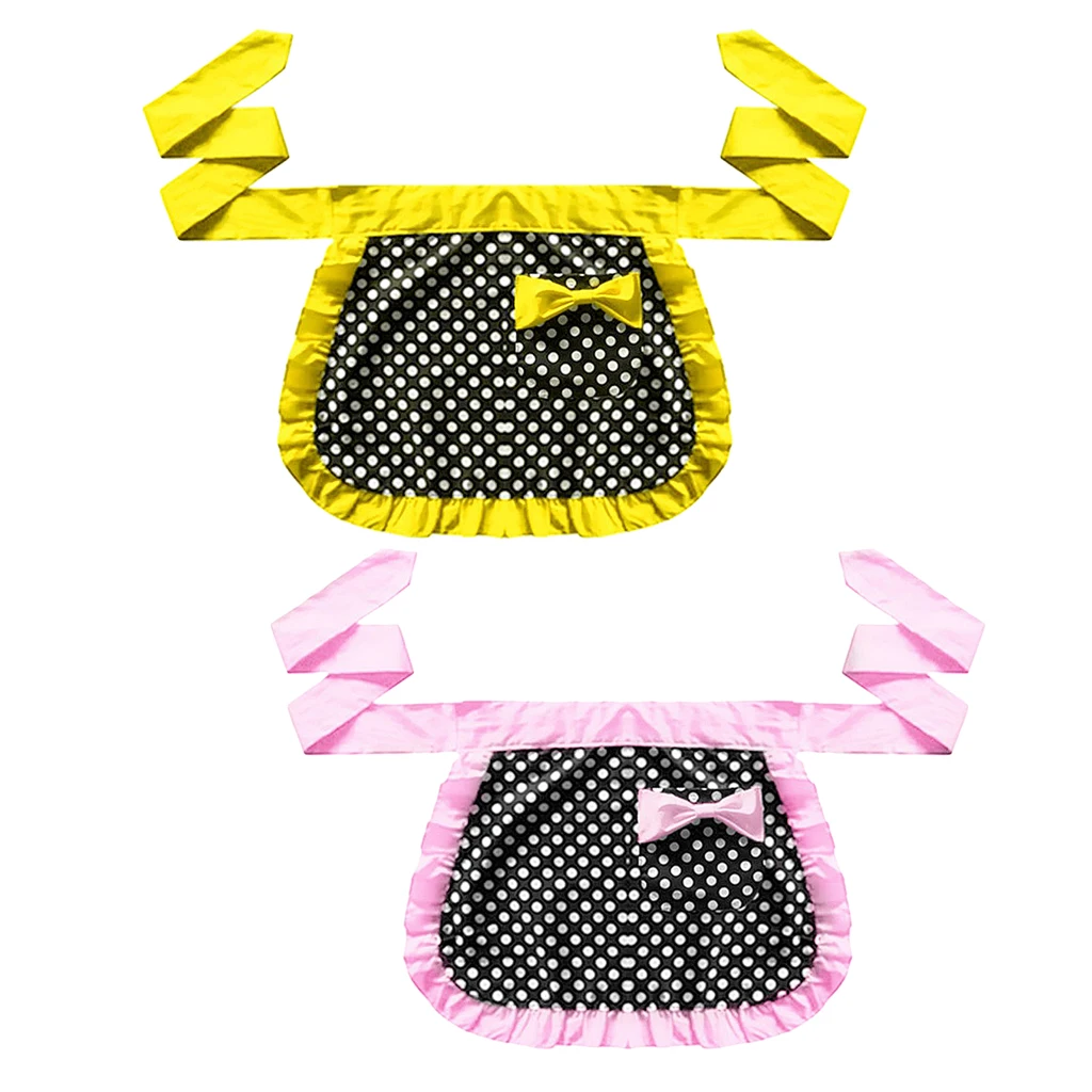 

Short Cotton Waist Serving Apron 1 W/bowknot Pink And Yellow