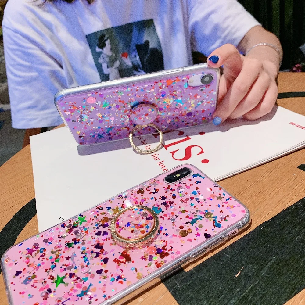 Блестящее кольцо с блестками для huawei P30 Pro, чехол для huawei P20 Lite mate 20 pro Y9 Y7 Honor 20 Pro10I, задняя крышка для телефона
