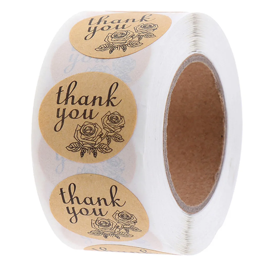 

500pcs/roll Round Flower Thank You Stickers Scrapbooking For Package Seal Labels Custom Sticker Party Wedding Sticker