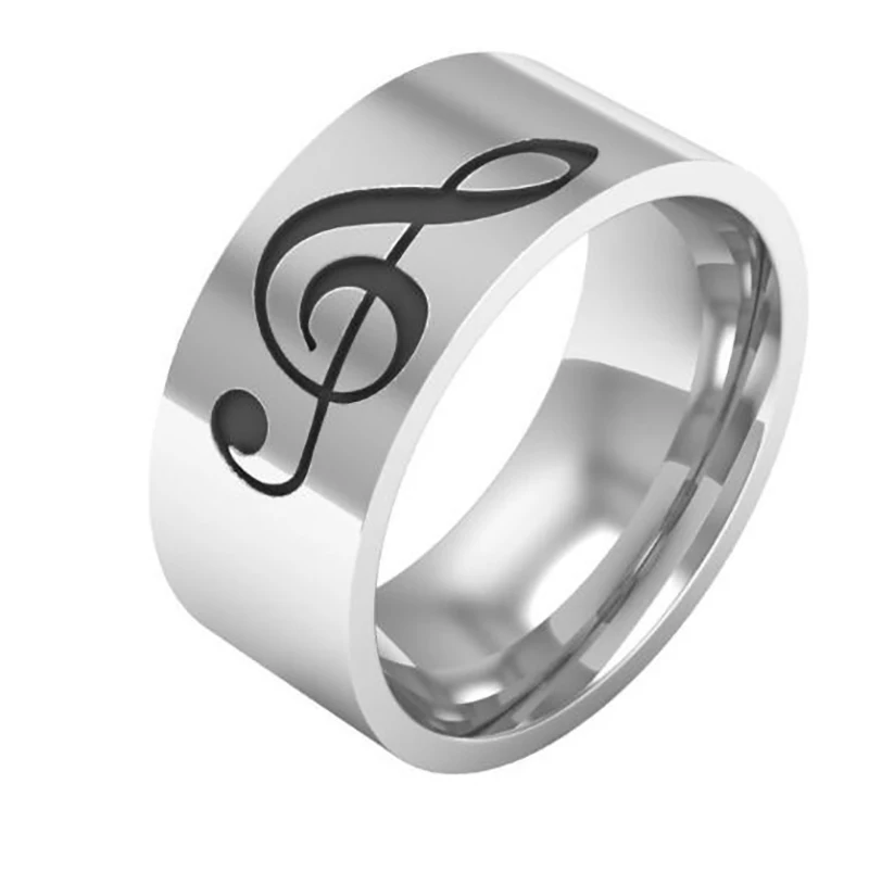 Кольца на палец с музыкальными нотками для мужчин и женщин кольца из нержавеющей