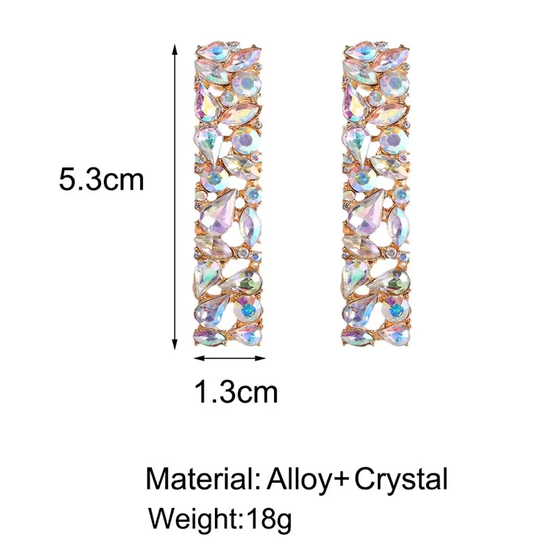 IF ME Temperament Crystal Drop Dangle Earrings For Women Dazzling Geometric Rectangle Statement Earring Fashion 2019 Jewelry | Украшения и
