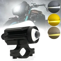 led motorcycle headlight tri color projector bi lens moto bike mini driving spot fog lamp drl suv truck car light accessory 12v