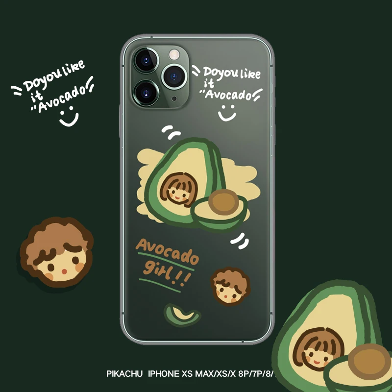 Чехол для iPhone 11 pro max чехол iP XS MAX avacado girl задняя крышка X/XS XR прозрачный рельефный