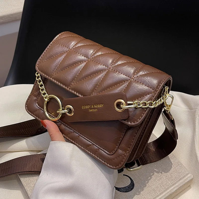 

Quilted Flap Crossbody Bags for Women 2022 Spring Leather Trendy Designer Handbags Ladies Luxury Brand Small Chain Shoulder Bag