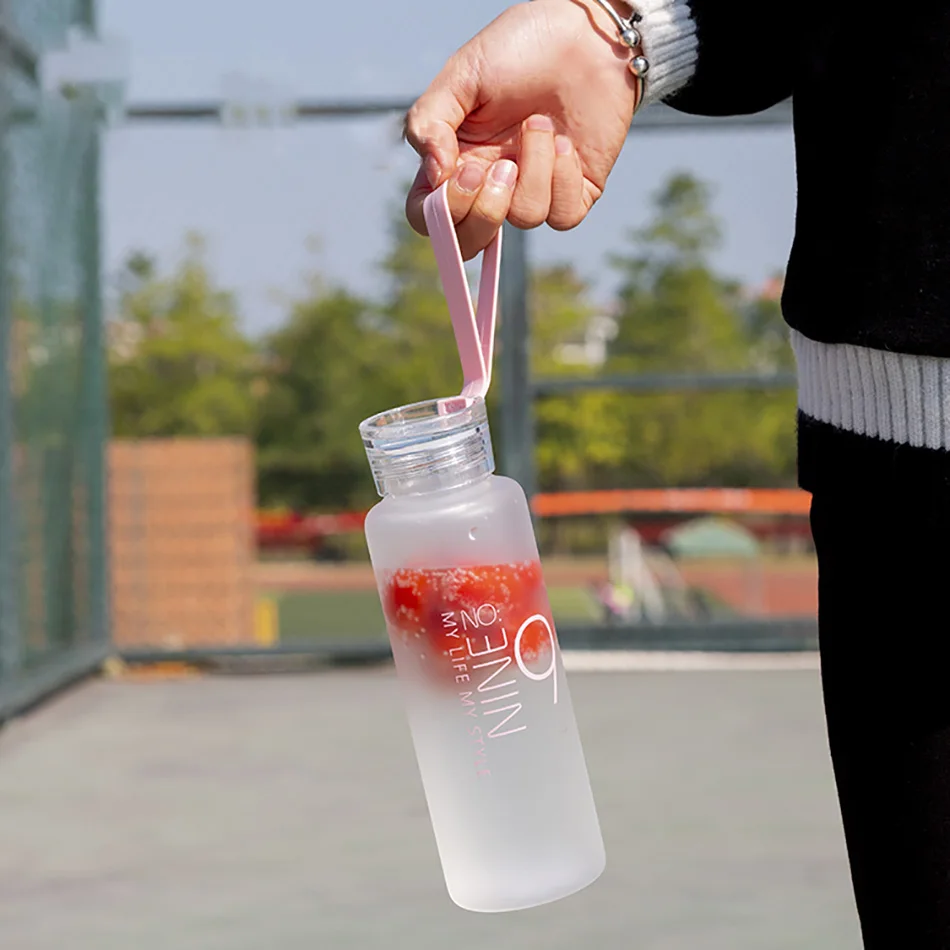 Baispo матовая стеклянная бутылка для воды здоровый контейнер для воды летняя бутылка для лимонной воды бутылки для напитков на открытом воздухе для пикника дома