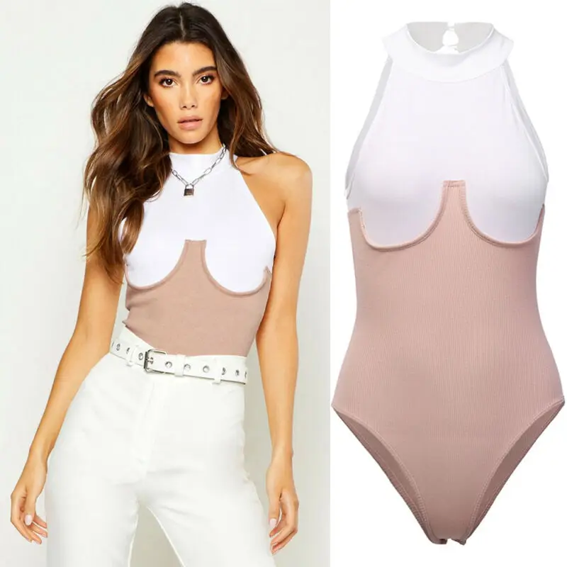 Модный сексуальный женский комбинезон Облегающий Лоскутные Топы блузка без