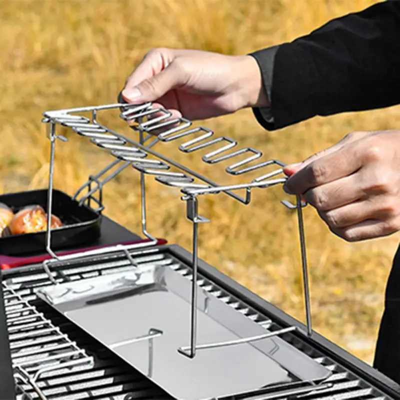 

Kitchen Barbecue Rack Concave-convex Groove Bracket Tray Stainless Steel BBQ Tools Outdoor Camping BBQ Accessories Set