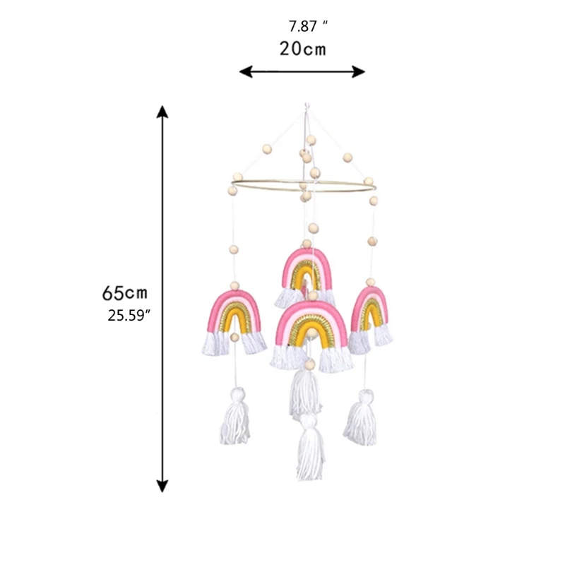 

Rainbow Hanging Handmade Weaving Ornament Nordic Baby Kids Room Wall Decor Baby Rattle Mobile Toys Crib Toy