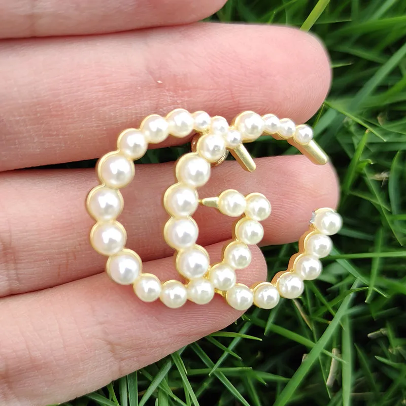 

New Pearl Earrings Luxury Letter G Piercing Ear Stud Women Korean Fashion Fairy Ear Piercing Wedding Jewelry Bridesmaid Earring