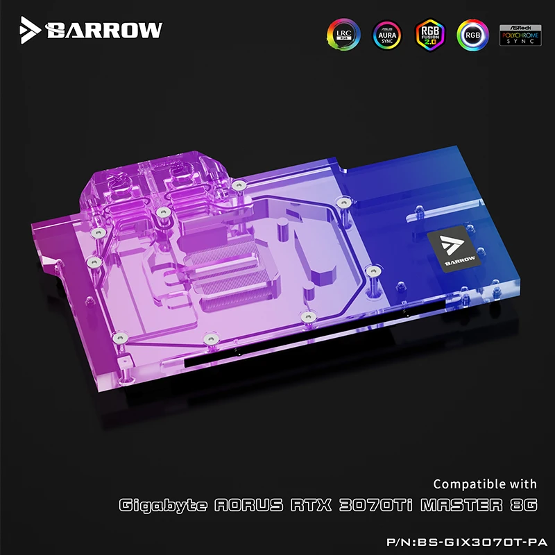 Водяной блок Barrow GPU для GIGABYTE AORUS RTX 3070TI MASTER 8G Card с системой водяного охлаждения