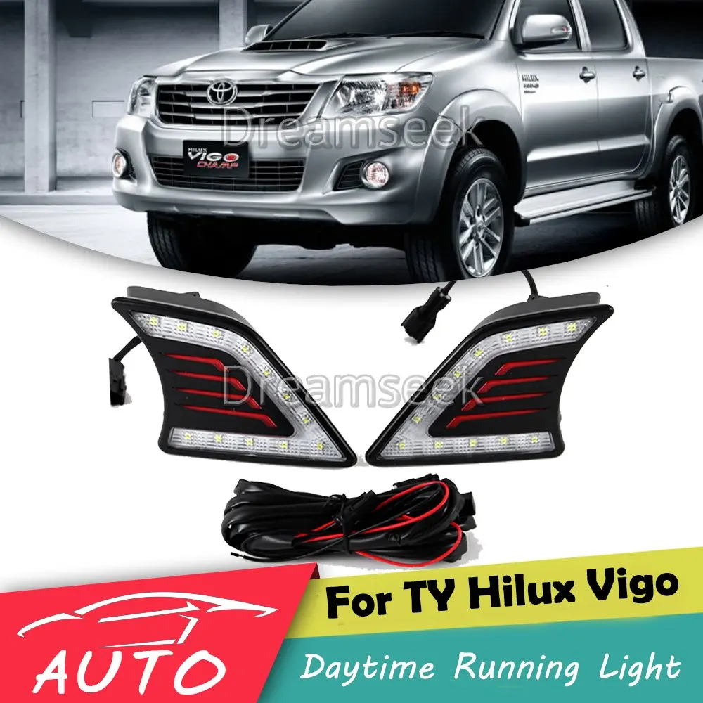 

LED DRL Fog Light for Toyota Hilux Vigo 2011 2012 2013 2014 Daytime Running Light Driving Fog Lamp Black / Silver